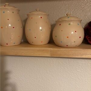 Temptations Cream Polka Dot Canister Set
